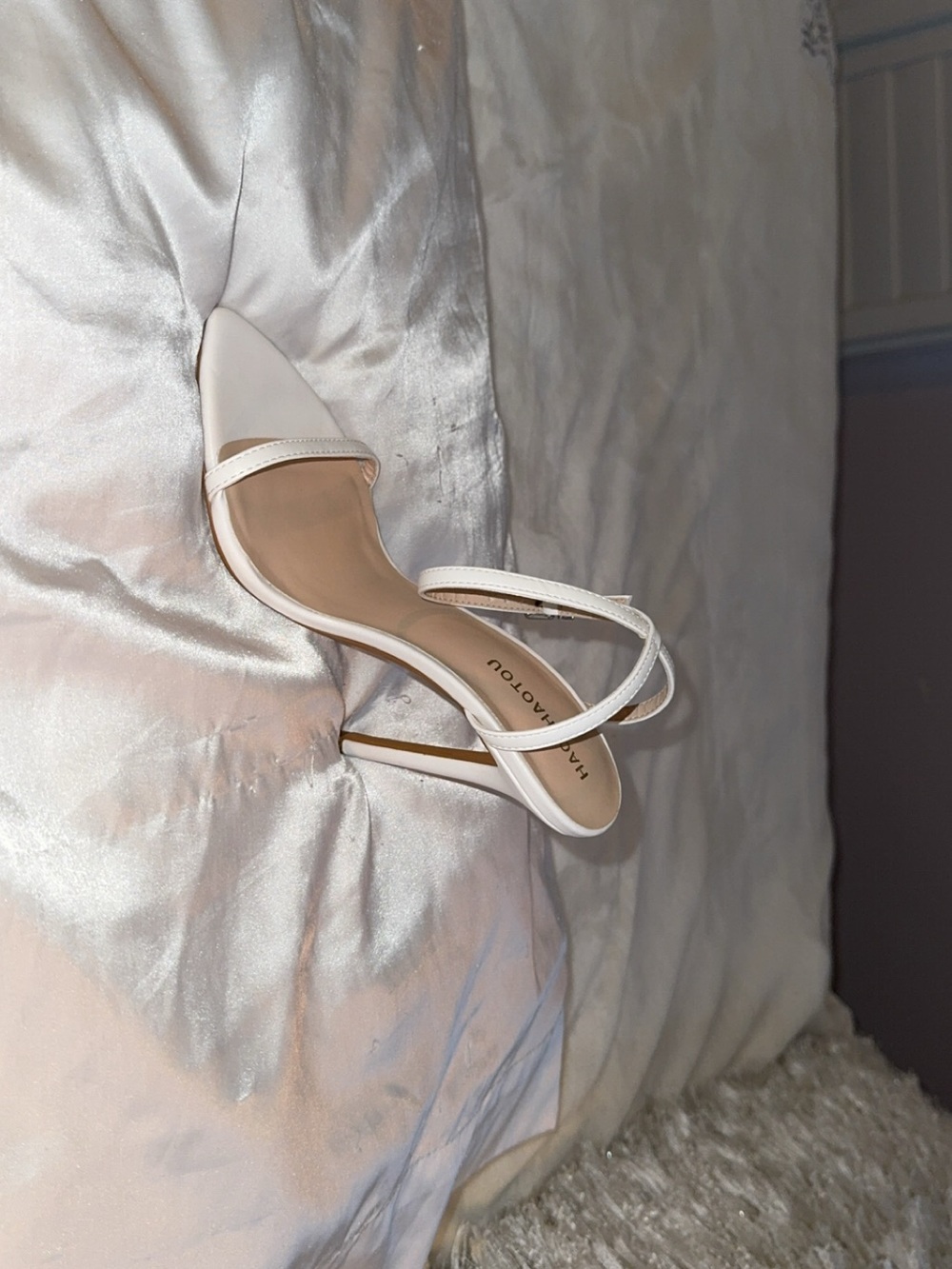 Harlow Ivory Strappy Pointed-Toe Stiletto Heels